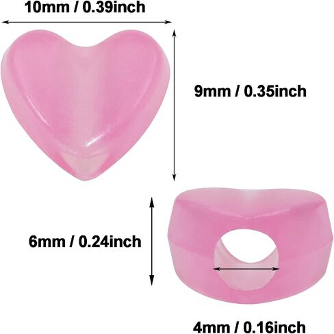 Tupalizy 100PCS Colored Acrylic Pony Beads Heart Pendant Glow in The Dark Bead for Friendship Bracelets Jewelry Making Necklaces Hair Braids Earring Keychains String Craft Projects Party Gifts,10mm in Kuwait
