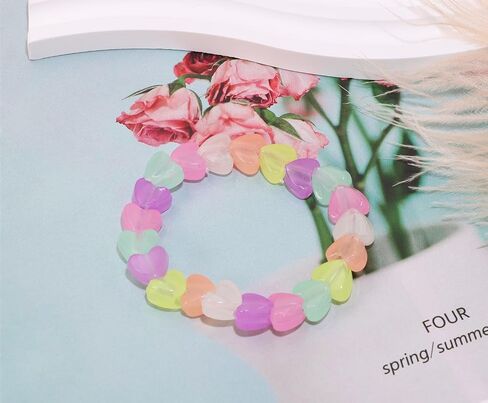 Tupalizy 100PCS Colored Acrylic Pony Beads Heart Pendant Glow in The Dark Bead for Friendship Bracelets Jewelry Making Necklaces Hair Braids Earring Keychains String Craft Projects Party Gifts,10mm in Kuwait