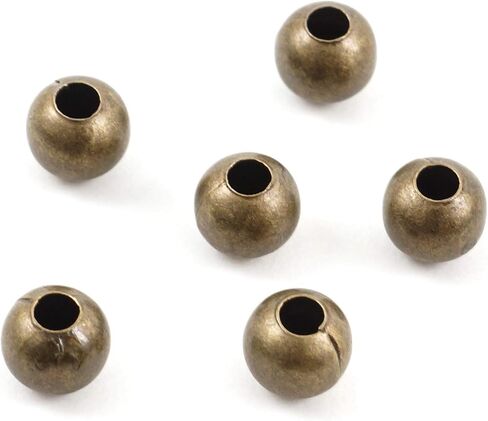200pcs 4mm (0.16 Inch) Small Tiny Smooth Antique Bronze Loose Round Spacer Beads (Hole 2mm) for DIY Craft Jewelry Making CF89-4 in Kuwait