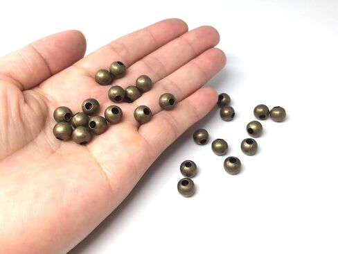 200pcs 4mm (0.16 Inch) Small Tiny Smooth Antique Bronze Loose Round Spacer Beads (Hole 2mm) for DIY Craft Jewelry Making CF89-4 in Kuwait