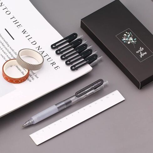 Ultra Fine Point Pens 0.38 Smooth Writing Retractable Pens for Journaling Planner,Note Tacking,0.38mm Tip,Quick Dry Black Ink,Refillable Ink Refill,6 Count in Saudi Arabia