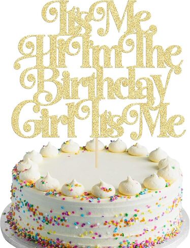 Gyufise 1Pc It's Me Hi I'm the Birthday Girl Cake Topper Funny Cake Decorations Hip Hop Singer Girls Party Decorations Supplies Pink in Kuwait