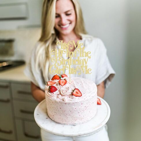 Gyufise 1Pc It's Me Hi I'm the Birthday Girl Cake Topper Funny Cake Decorations Hip Hop Singer Girls Party Decorations Supplies Pink in Kuwait