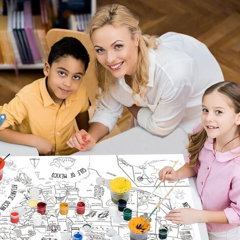 2 Pack Jumbo United States & World Map Coloring Poster 44 * 32Inch Large World Map Coloring Table Cover Giant USA Map Wall Doodle Art Coloring Education Poster for Classroom Home Birthday Party in Saudi Arabia