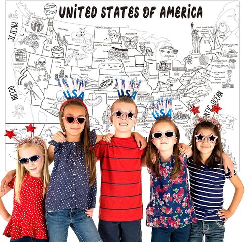 2 Pack Jumbo United States & World Map Coloring Poster 44 * 32Inch Large World Map Coloring Table Cover Giant USA Map Wall Doodle Art Coloring Education Poster for Classroom Home Birthday Party in Saudi Arabia