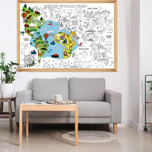 2 Pack Jumbo United States & World Map Coloring Poster 44 * 32Inch Large World Map Coloring Table Cover Giant USA Map Wall Doodle Art Coloring Education Poster for Classroom Home Birthday Party in Saudi Arabia