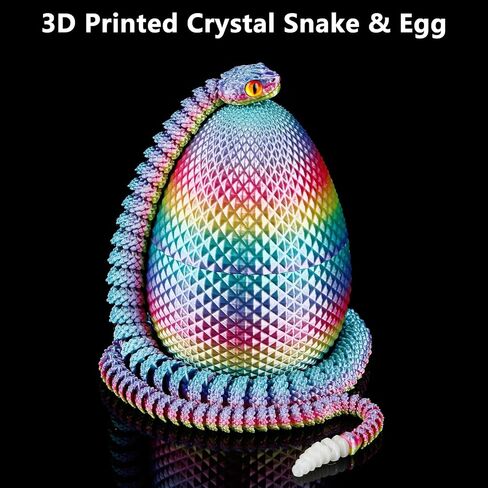 3D Printed Snake Eggs with Snake Inside,3D Printed Snake,3D Printed Animals,Crystal Snake Fidget Toys,Articulated 3D Snake with 3D Snake Eggs Black Red in Saudi Arabia