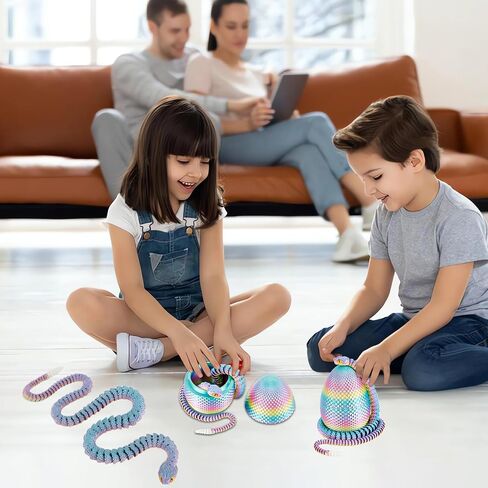 3D Printed Snake Eggs with Snake Inside,3D Printed Snake,3D Printed Animals,Crystal Snake Fidget Toys,Articulated 3D Snake with 3D Snake Eggs Black Red in Saudi Arabia