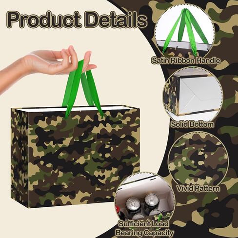 TagreSpike Camouflage Birthday Gift Bags Camo Gift Bag with Wrapping Paper and Card Large Camouflage Wrapping Paper Bag with Handle Army Party Supplies for Boys Girls Veterans Baby Shower Birthday in Saudi Arabia