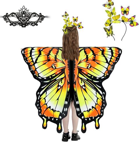 plainshe Halloween Costumes for Girls，Butterfly Wings Kids, Fairy Wings，3PCS Butterfly Costume Set. in Saudi Arabia