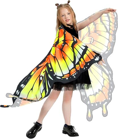 plainshe Halloween Costumes for Girls，Butterfly Wings Kids, Fairy Wings，3PCS Butterfly Costume Set. in Saudi Arabia