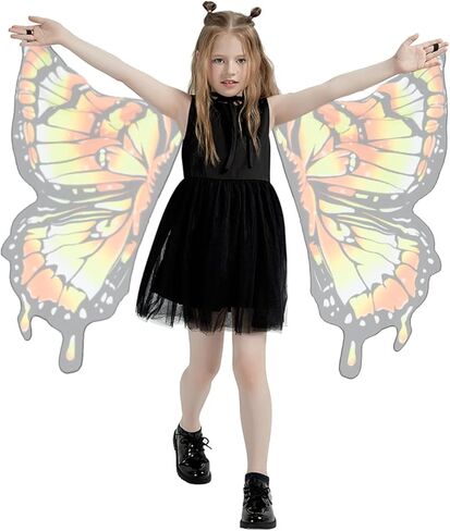 plainshe Halloween Costumes for Girls，Butterfly Wings Kids, Fairy Wings，3PCS Butterfly Costume Set. in Saudi Arabia