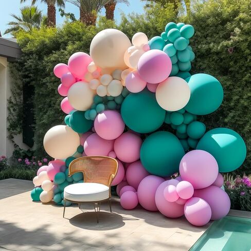 طقم قوس بالون أبيض مزدوج - بالونات بيضاء مزدوجة محشوة مع بالونات واضحة بالداخل ، والبالونات البيضاء غير اللامعة بأحجام مختلفة 5 12 18 بوصة للكشف عن جنس حفل زفاف استحمام الطفل in Kuwait