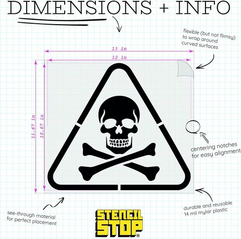Stencil Stop Toxic Waste Stencil - 9 x 8.06 inches - Reusable Stencils for Painting on Wood, Walls, Fabric & Rocks - Durable 14 Mil Mylar Plastic for DIY Crafts & Art Projects in Saudi Arabia