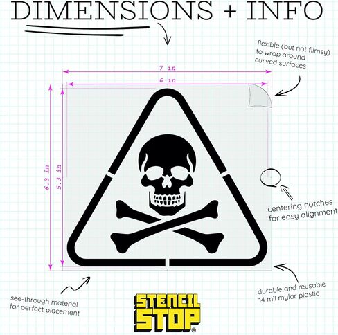Stencil Stop Toxic Waste Stencil - 9 x 8.06 inches - Reusable Stencils for Painting on Wood, Walls, Fabric & Rocks - Durable 14 Mil Mylar Plastic for DIY Crafts & Art Projects in Saudi Arabia