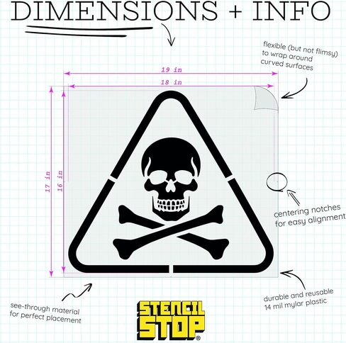 Stencil Stop Toxic Waste Stencil - 9 x 8.06 inches - Reusable Stencils for Painting on Wood, Walls, Fabric & Rocks - Durable 14 Mil Mylar Plastic for DIY Crafts & Art Projects in Saudi Arabia