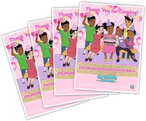 Gracie's Corner Birthday Party Coloring Book Favor ، كتب التلوين المصغرة مع تلوين تلوين لأطفال الحفلات ، وفضل عيد ميلاد ، وزينة عيد ميلاد سعيد (حزمة 4) (الوردي والذهبي) in Saudi Arabia