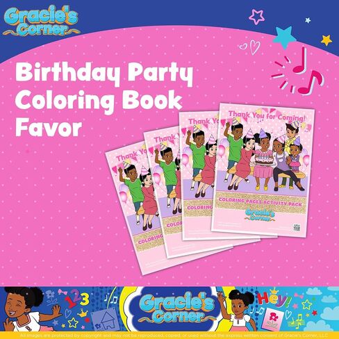 Gracie's Corner Birthday Party Coloring Book Favor ، كتب التلوين المصغرة مع تلوين تلوين لأطفال الحفلات ، وفضل عيد ميلاد ، وزينة عيد ميلاد سعيد (حزمة 4) (الوردي والذهبي) in Saudi Arabia