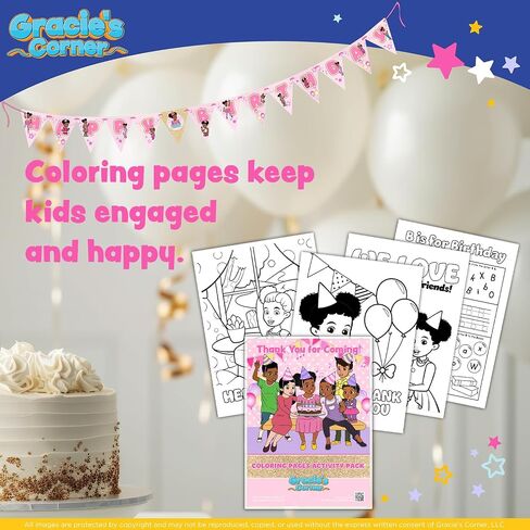 Gracie's Corner Birthday Party Coloring Book Favor ، كتب التلوين المصغرة مع تلوين تلوين لأطفال الحفلات ، وفضل عيد ميلاد ، وزينة عيد ميلاد سعيد (حزمة 4) (الوردي والذهبي) in Saudi Arabia