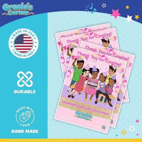 Gracie's Corner Birthday Party Coloring Book Favor ، كتب التلوين المصغرة مع تلوين تلوين لأطفال الحفلات ، وفضل عيد ميلاد ، وزينة عيد ميلاد سعيد (حزمة 4) (الوردي والذهبي) in Saudi Arabia