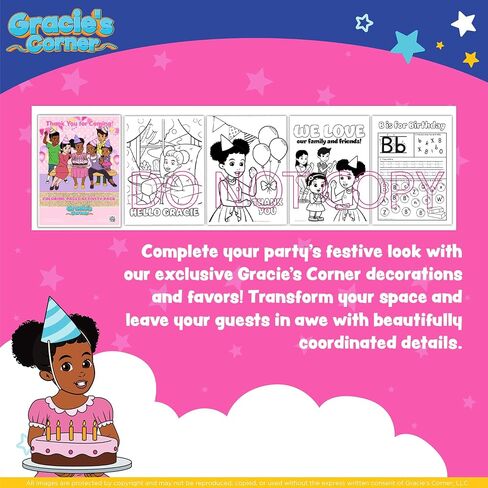 Gracie's Corner Birthday Party Coloring Book Favor ، كتب التلوين المصغرة مع تلوين تلوين لأطفال الحفلات ، وفضل عيد ميلاد ، وزينة عيد ميلاد سعيد (حزمة 4) (الوردي والذهبي) in Saudi Arabia