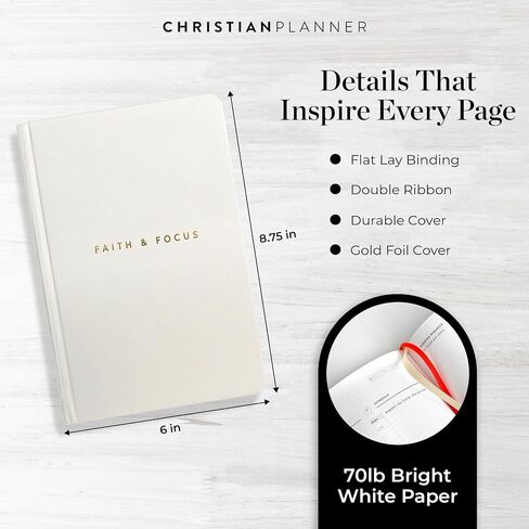 Faith & Focus by Christian Planner | 90 Day Undated Planner | Eco-Friendly FSC Certified Paper | Work, Life, & Spiritual Daily Journal, Designed to Help Accomplish Your Goals & Increase Productivity in Saudi Arabia