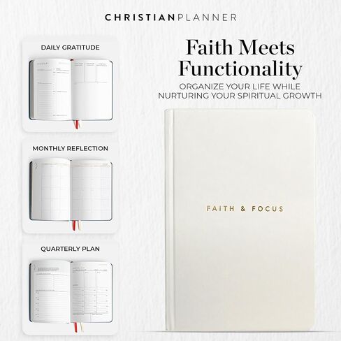 Faith & Focus by Christian Planner | 90 Day Undated Planner | Eco-Friendly FSC Certified Paper | Work, Life, & Spiritual Daily Journal, Designed to Help Accomplish Your Goals & Increase Productivity in Saudi Arabia