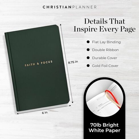 Faith & Focus by Christian Planner | 90 Day Undated Planner | Eco-Friendly FSC Certified Paper | Work, Life, & Spiritual Daily Journal, Designed to Help Accomplish Your Goals & Increase Productivity in Saudi Arabia