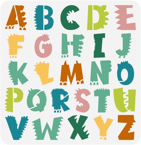 FINGERINSPIRE Dinosaur Alphabet Stencil for Painting 11.8x11.8 inch 26 English Alphabet Painting Stencil Cute Dinosaur Pattern Drawing Template Daily Theme Template for Painting on Wood Fabric in Saudi Arabia