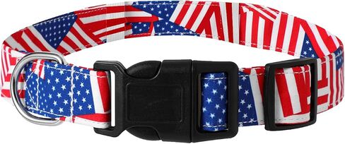 USA Flag Dog Collar - Patriotic American Pride Adjustable Pet Collar with Durable Buckle and Comfortable Design (Size L) in Saudi Arabia