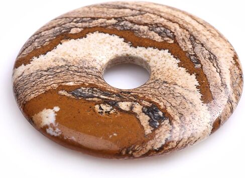 JOE FOREMAN 50mm Picture Jasper Natural Gemstone Ring Circle Donuts Pendant Charms Beads for Jewelry Making 1Pcs in Kuwait