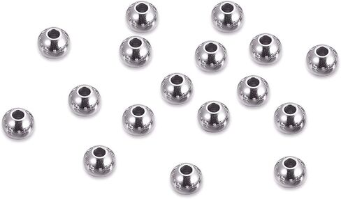 DanLingJewelry 100 pcs 8 mm Metal Spacer Beads 304 Stainless Steel Round Beads Smooth Beads for Necklaces, Bracelets and Jewelry Making Hole: 3mm in Kuwait