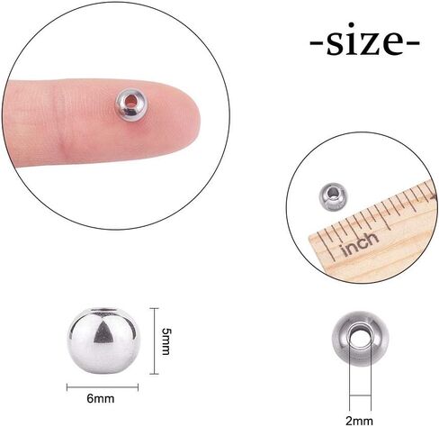 DanLingJewelry 100 pcs 8 mm Metal Spacer Beads 304 Stainless Steel Round Beads Smooth Beads for Necklaces, Bracelets and Jewelry Making Hole: 3mm in Kuwait