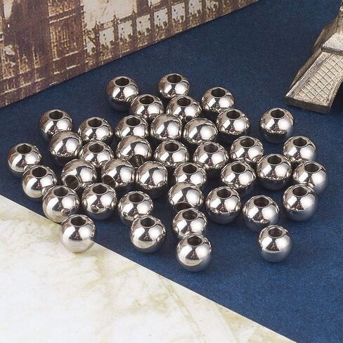 DanLingJewelry 100 pcs 8 mm Metal Spacer Beads 304 Stainless Steel Round Beads Smooth Beads for Necklaces, Bracelets and Jewelry Making Hole: 3mm in Kuwait