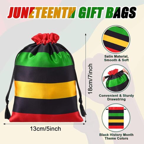 24 Pcs Black History Month Party Favor Black History Month Gifts Bags Reusable Drawstring Bags Reggae Party Supplies for African American Freedom Day Juneteenth(Red, Black, Green, Yellow) in Kuwait