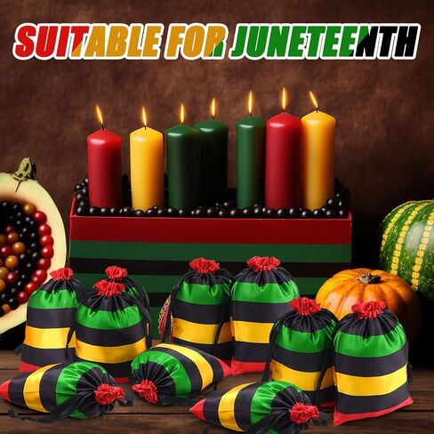 24 Pcs Black History Month Party Favor Black History Month Gifts Bags Reusable Drawstring Bags Reggae Party Supplies for African American Freedom Day Juneteenth(Red, Black, Green, Yellow) in Kuwait