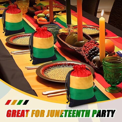 24 Pcs Black History Month Party Favor Black History Month Gifts Bags Reusable Drawstring Bags Reggae Party Supplies for African American Freedom Day Juneteenth(Red, Black, Green, Yellow) in Kuwait
