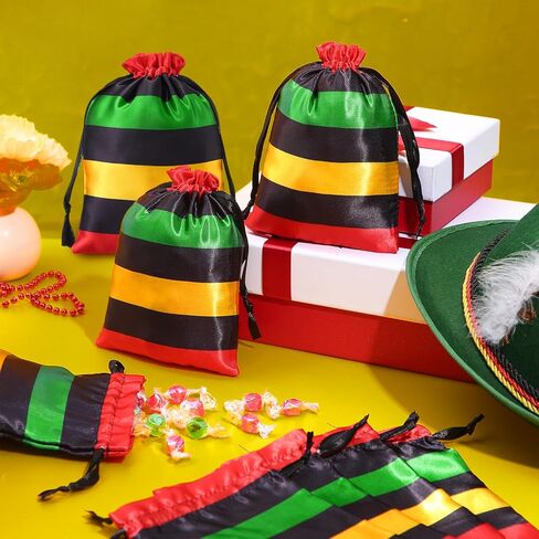 24 Pcs Black History Month Party Favor Black History Month Gifts Bags Reusable Drawstring Bags Reggae Party Supplies for African American Freedom Day Juneteenth(Red, Black, Green, Yellow) in Kuwait