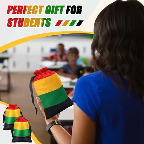24 Pcs Black History Month Party Favor Black History Month Gifts Bags Reusable Drawstring Bags Reggae Party Supplies for African American Freedom Day Juneteenth(Red, Black, Green, Yellow) in Kuwait
