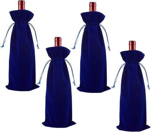 Beebeecraft 4Pcs Velvet Wine Bottle Gift Bags Drawstring Champagne Pouches Reusable Congrats Gift Favor Wrapping Bags 14.76x5.98in for Birthday Dinner Wedding Party in Saudi Arabia