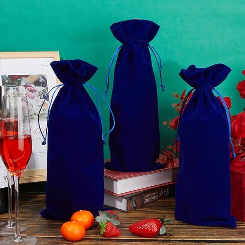 Beebeecraft 4Pcs Velvet Wine Bottle Gift Bags Drawstring Champagne Pouches Reusable Congrats Gift Favor Wrapping Bags 14.76x5.98in for Birthday Dinner Wedding Party in Saudi Arabia