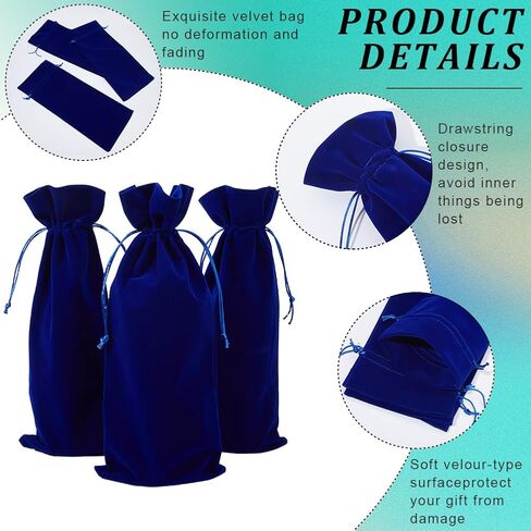 Beebeecraft 4Pcs Velvet Wine Bottle Gift Bags Drawstring Champagne Pouches Reusable Congrats Gift Favor Wrapping Bags 14.76x5.98in for Birthday Dinner Wedding Party in Saudi Arabia