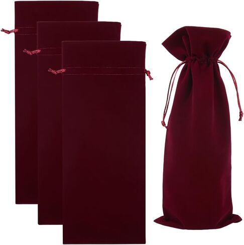 Beebeecraft 4Pcs Velvet Wine Bottle Gift Bags Drawstring Champagne Pouches Reusable Congrats Gift Favor Wrapping Bags 14.76x5.98in for Birthday Dinner Wedding Party in Saudi Arabia