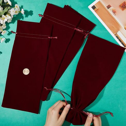 Beebeecraft 4Pcs Velvet Wine Bottle Gift Bags Drawstring Champagne Pouches Reusable Congrats Gift Favor Wrapping Bags 14.76x5.98in for Birthday Dinner Wedding Party in Saudi Arabia