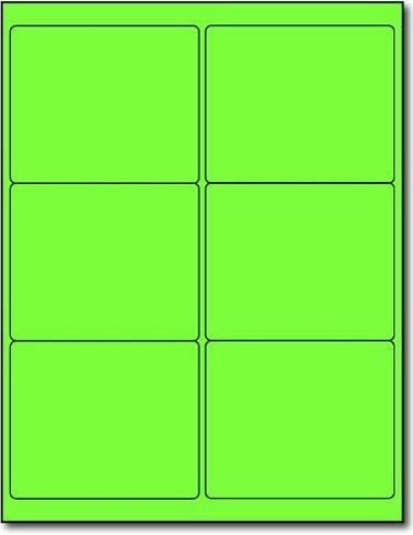 25 Sheets Fluorescent Shipping Labels - 4" x 3 1/3" - 6 Per Sheet - Bright Neon Color Mailing Stickers for High Visibility - Inkjet/Laser (Green, 150 Labels) in Saudi Arabia