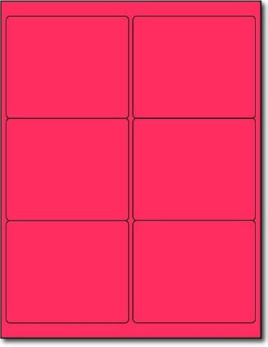 25 Sheets Fluorescent Shipping Labels - 4" x 3 1/3" - 6 Per Sheet - Bright Neon Color Mailing Stickers for High Visibility - Inkjet/Laser (Green, 150 Labels) in Saudi Arabia
