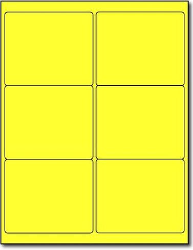 25 Sheets Fluorescent Shipping Labels - 4" x 3 1/3" - 6 Per Sheet - Bright Neon Color Mailing Stickers for High Visibility - Inkjet/Laser (Green, 150 Labels) in Saudi Arabia
