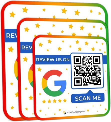 Google Review Stickers | 3 Stickers Pack | Review QR Code | Review Sticker | Unlimited Scan (1-Pack-3-Stickers) in Saudi Arabia