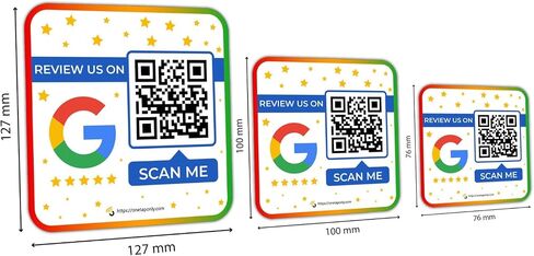 Google Review Stickers | 3 Stickers Pack | Review QR Code | Review Sticker | Unlimited Scan (1-Pack-3-Stickers) in Saudi Arabia