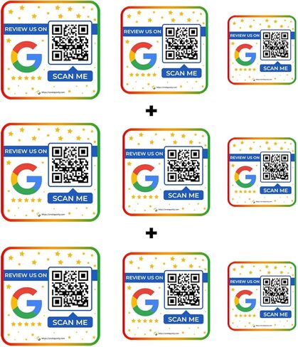 ملصقات مراجعة Google | 3 ملصقات حزمة | مراجعة رمز الاستجابة السريعة | مراجعة ملصق | مسح غير محدود (1 حزمة-3-مالي) in Kuwait
